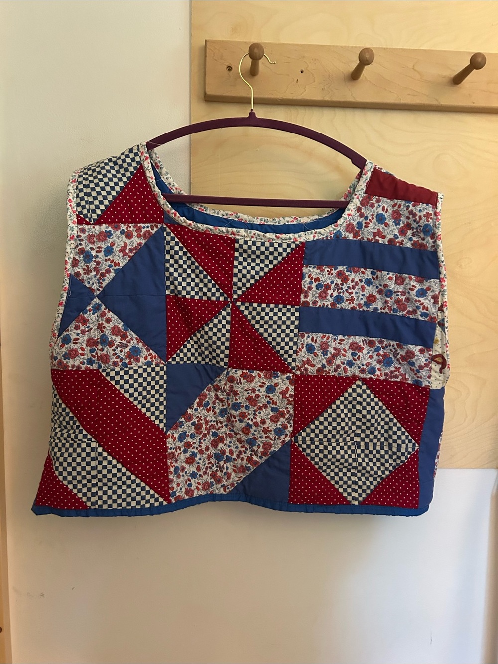 Handmade vintage patchwork quilt vest crop tank XL